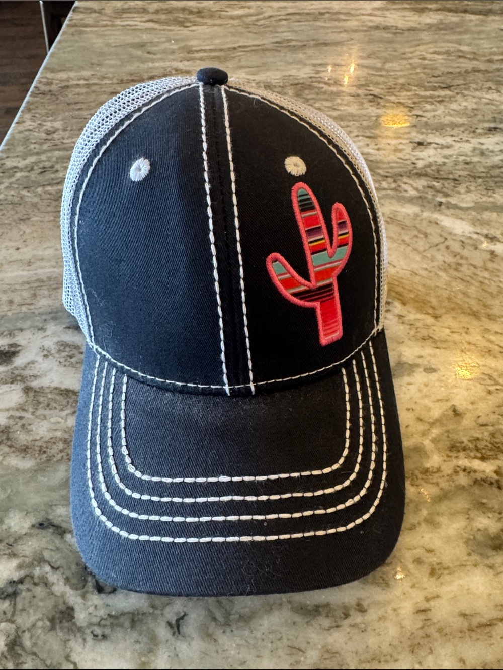 Ariat Kids Black Trucker Hat with Multicolor Cactus Patch